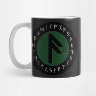 Green Ansuz Futhark Rune Symbol Mug